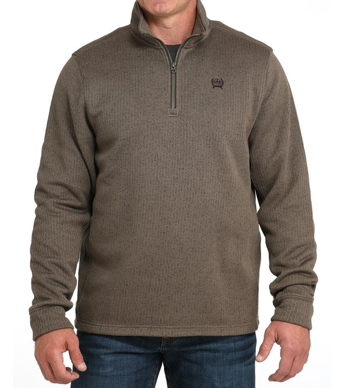 Cinch Men's 1/4 Zip Fleece Sweater-Brown
