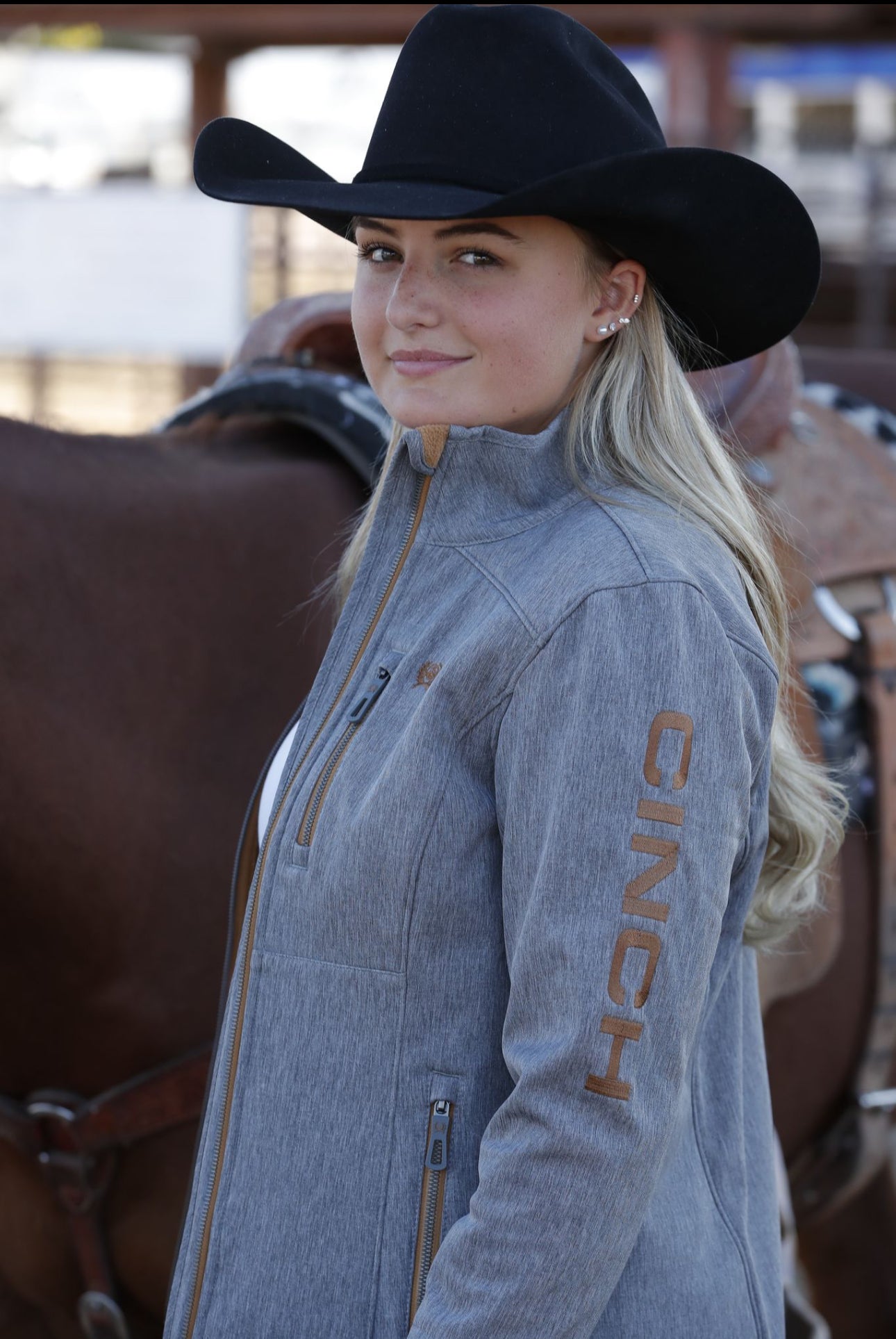 Ladies Cinch Bonded/Conceal Carry Jacket in Charcoal