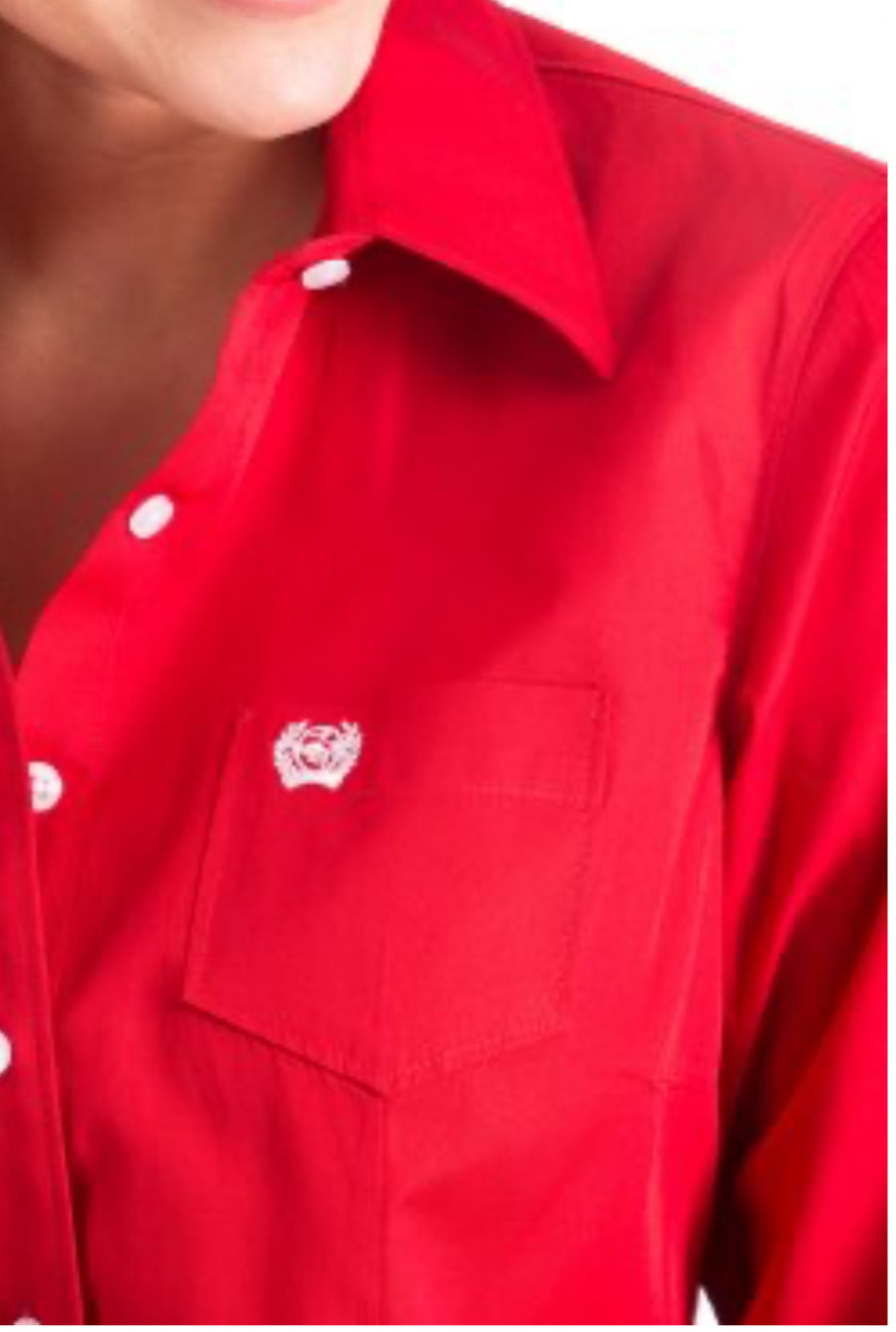 Cinch Ladies Cotton Longsleeved Shirt-Red