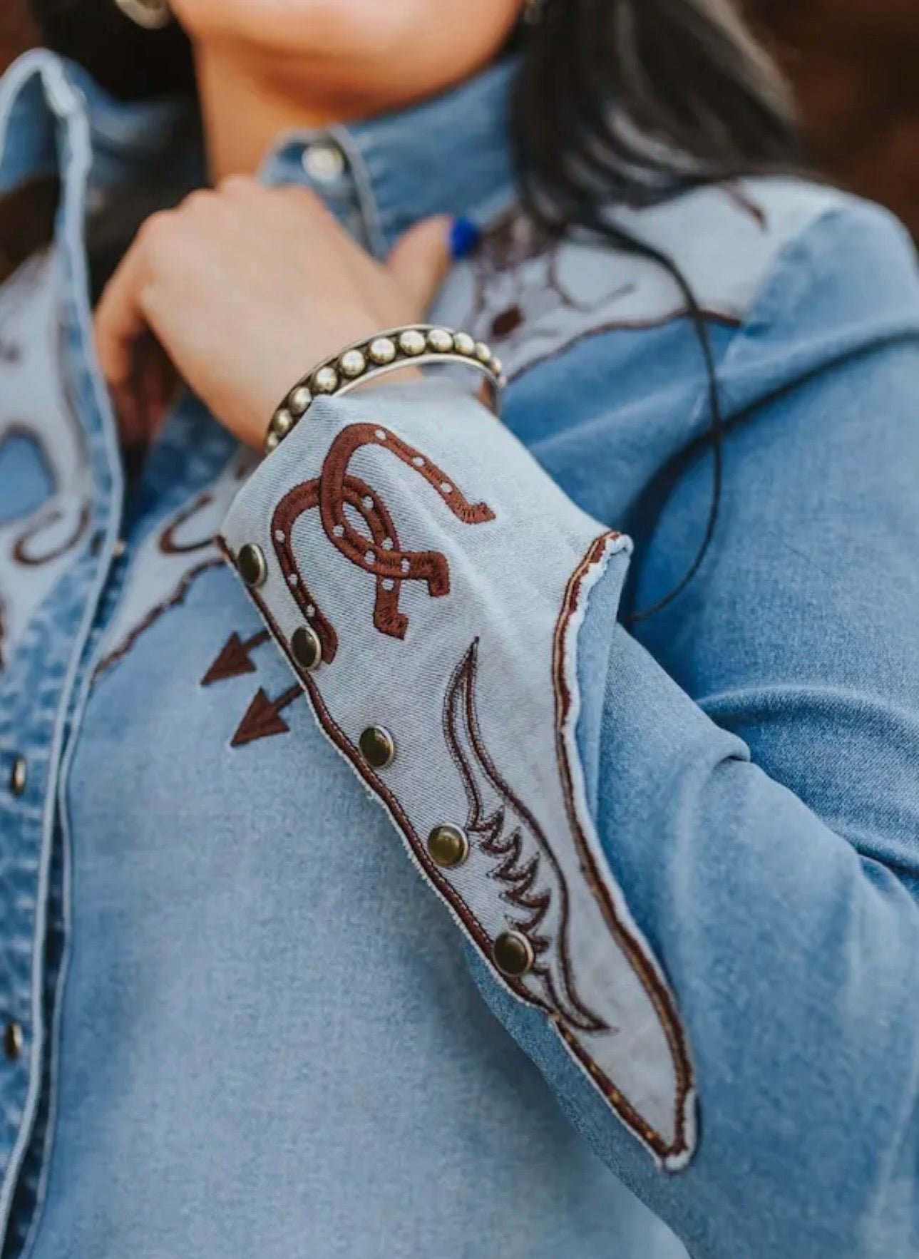 Western Stretch Denim Longsleeved Snap Shirt