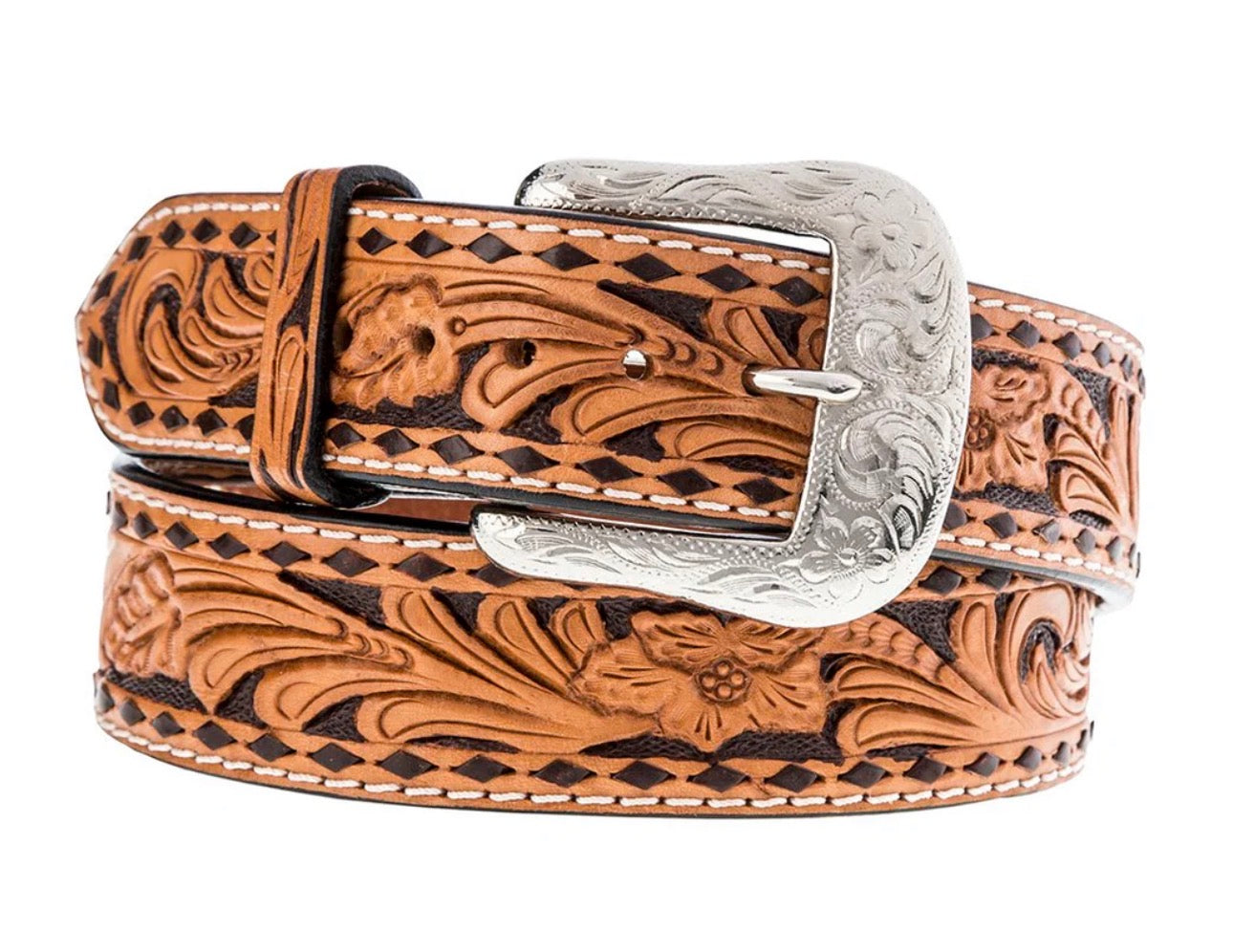 Floral Buckstitched Belt XIBN-4
