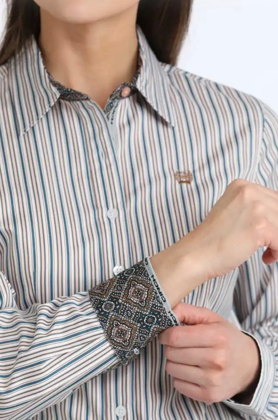 Cinch Ladies Tencel Shirt-Lilac Stripe