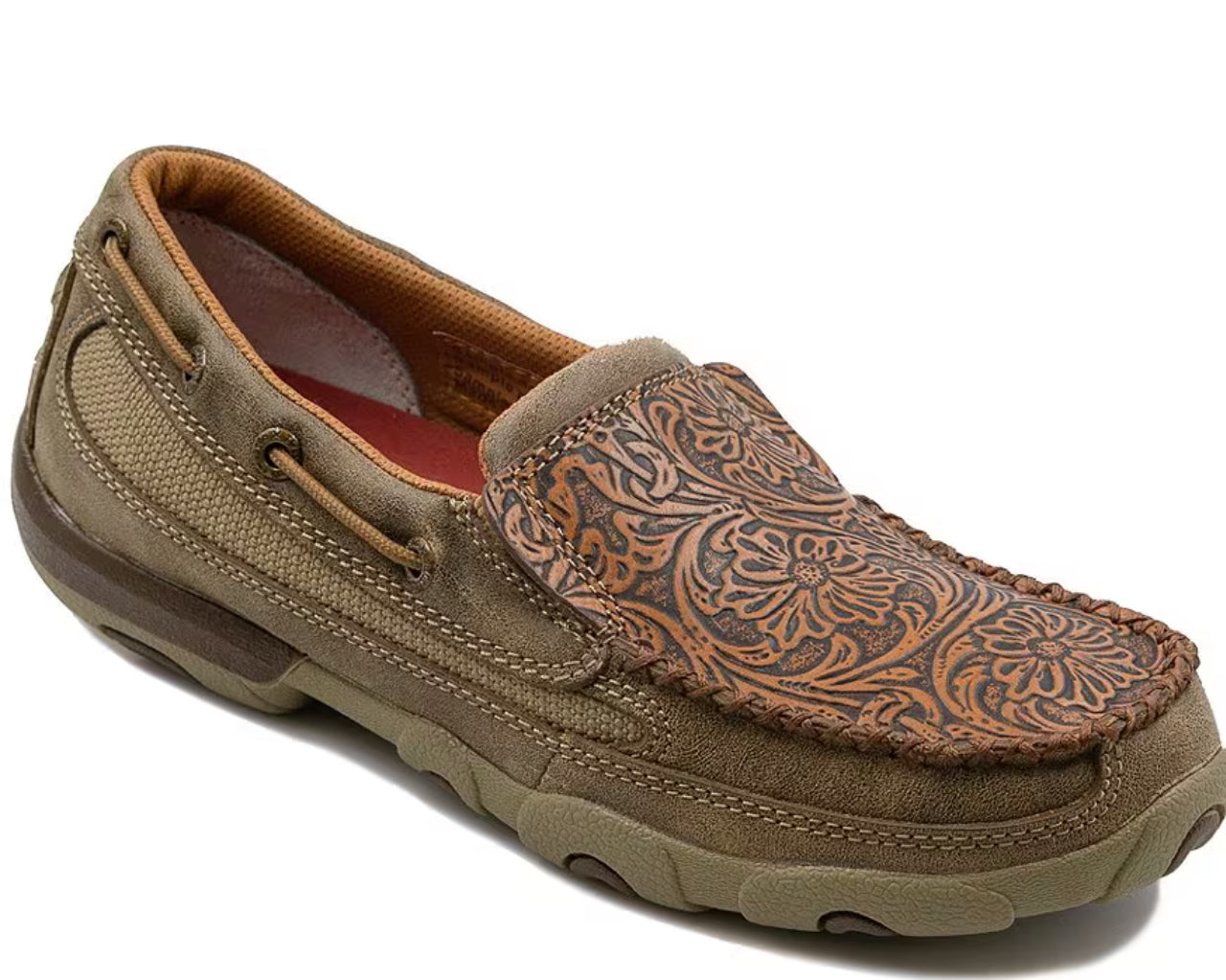 Twisted X Ladies Slip On Loafer-Chocolate Bomber/Tooled Brown