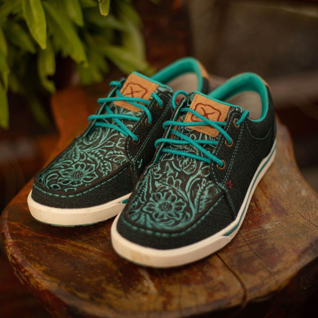 Twisted X Ladies Kicks-Tooled Turquoise/Black