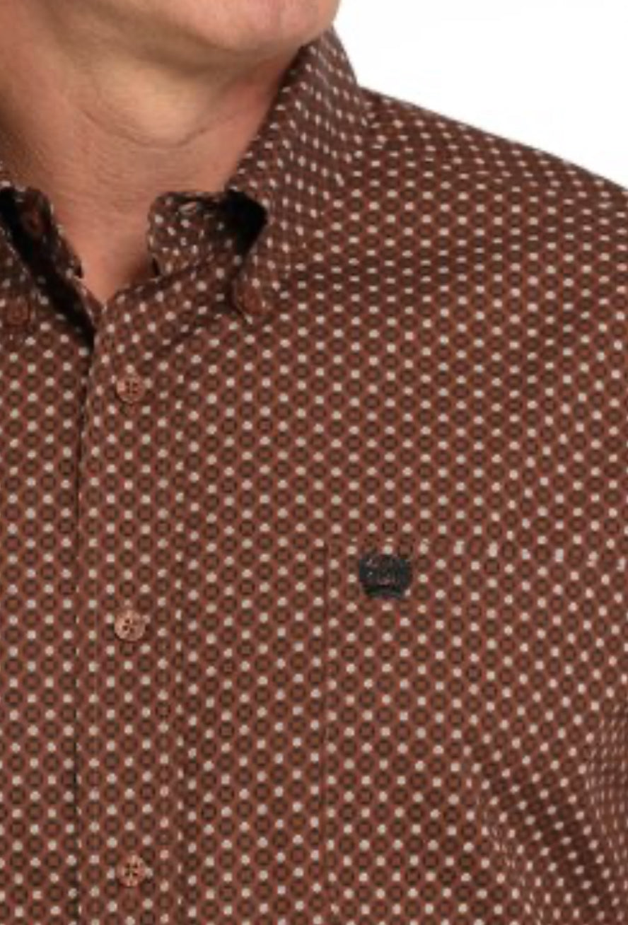 Cinch Men’s Longsleeved Shirt-Medium Brown print