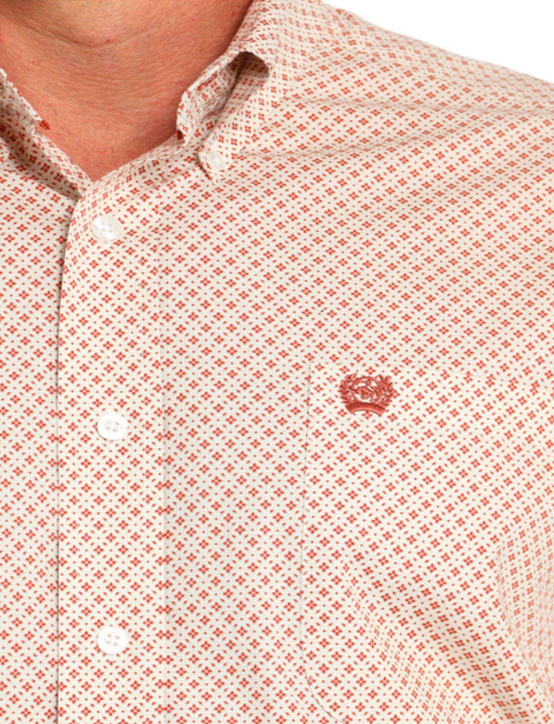 Cinch Men’s Stretch Cotton Longsleeved Shirt-Cream Print