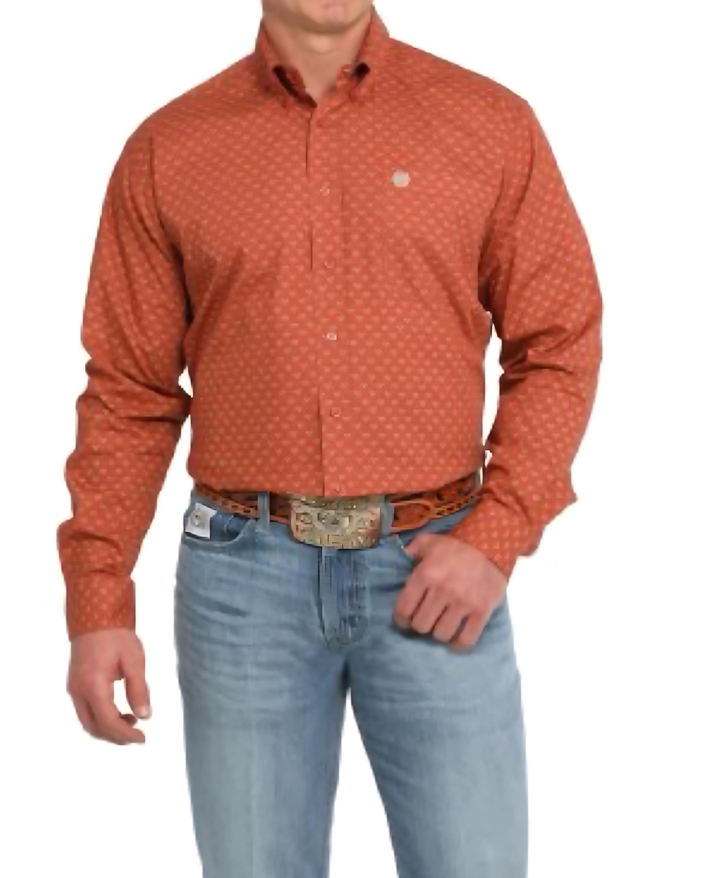Cinch Men’s Longsleeved Shirt-Rust Print