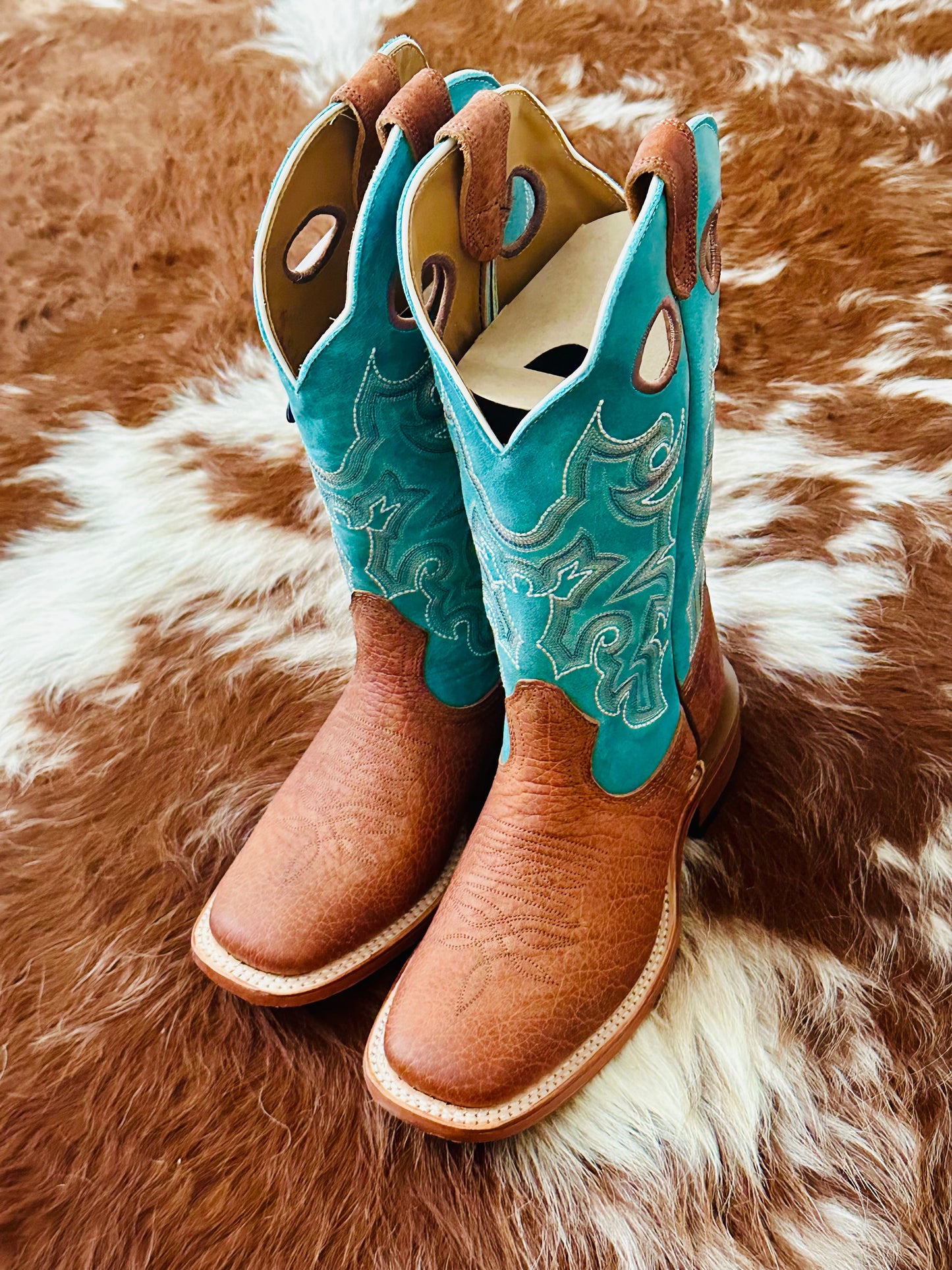 Ladies Boulet Boot #6320-Utta Whiskey w/Turquoise Upper-size 8