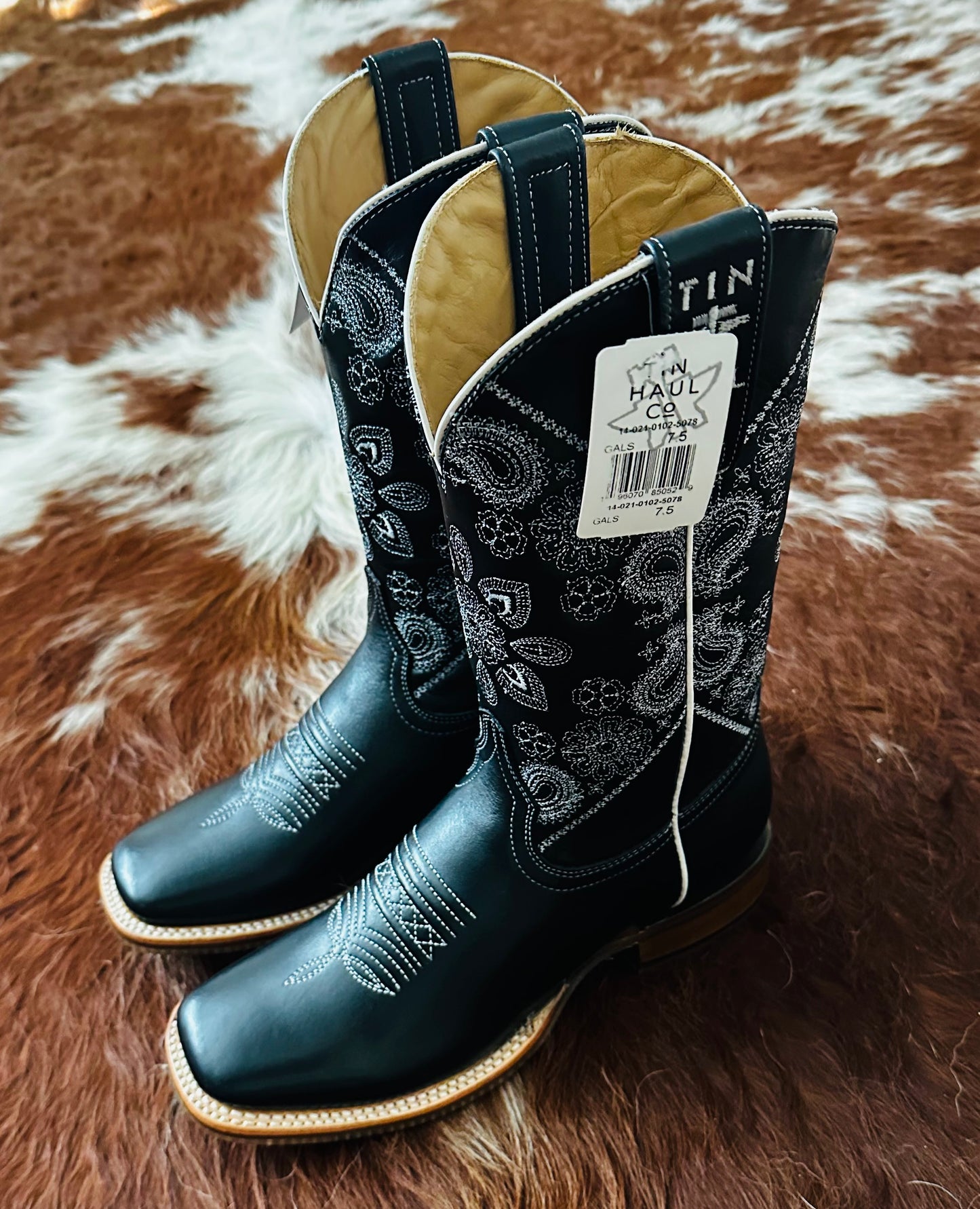 *SALE*Ladies Tin Haul Boot-Midnight Paisley w/Bandida Sole 11"