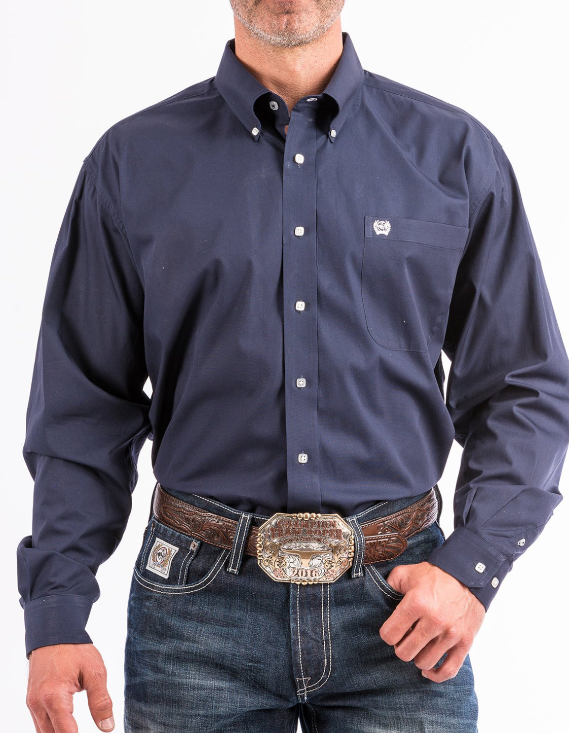 Cinch Men’s Longsleeved Shirt-Navy