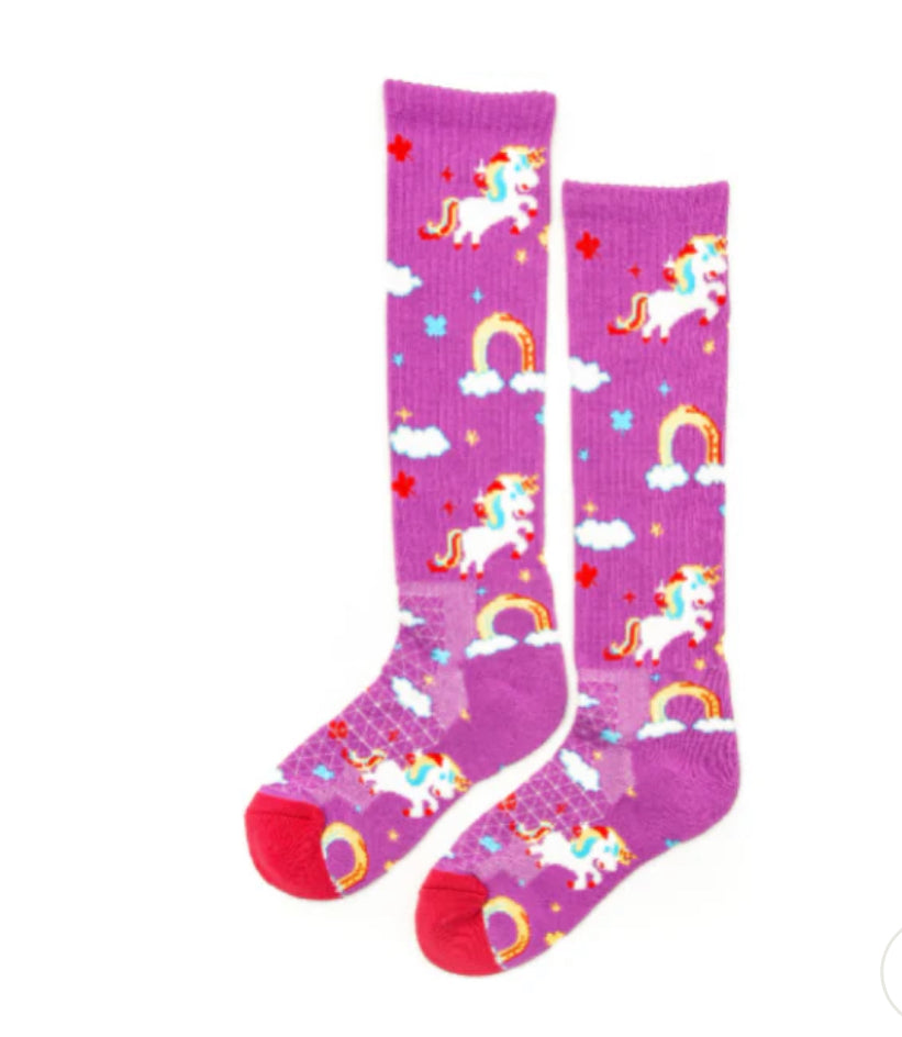 Lucky Chuck Socks-Purple Unicorns