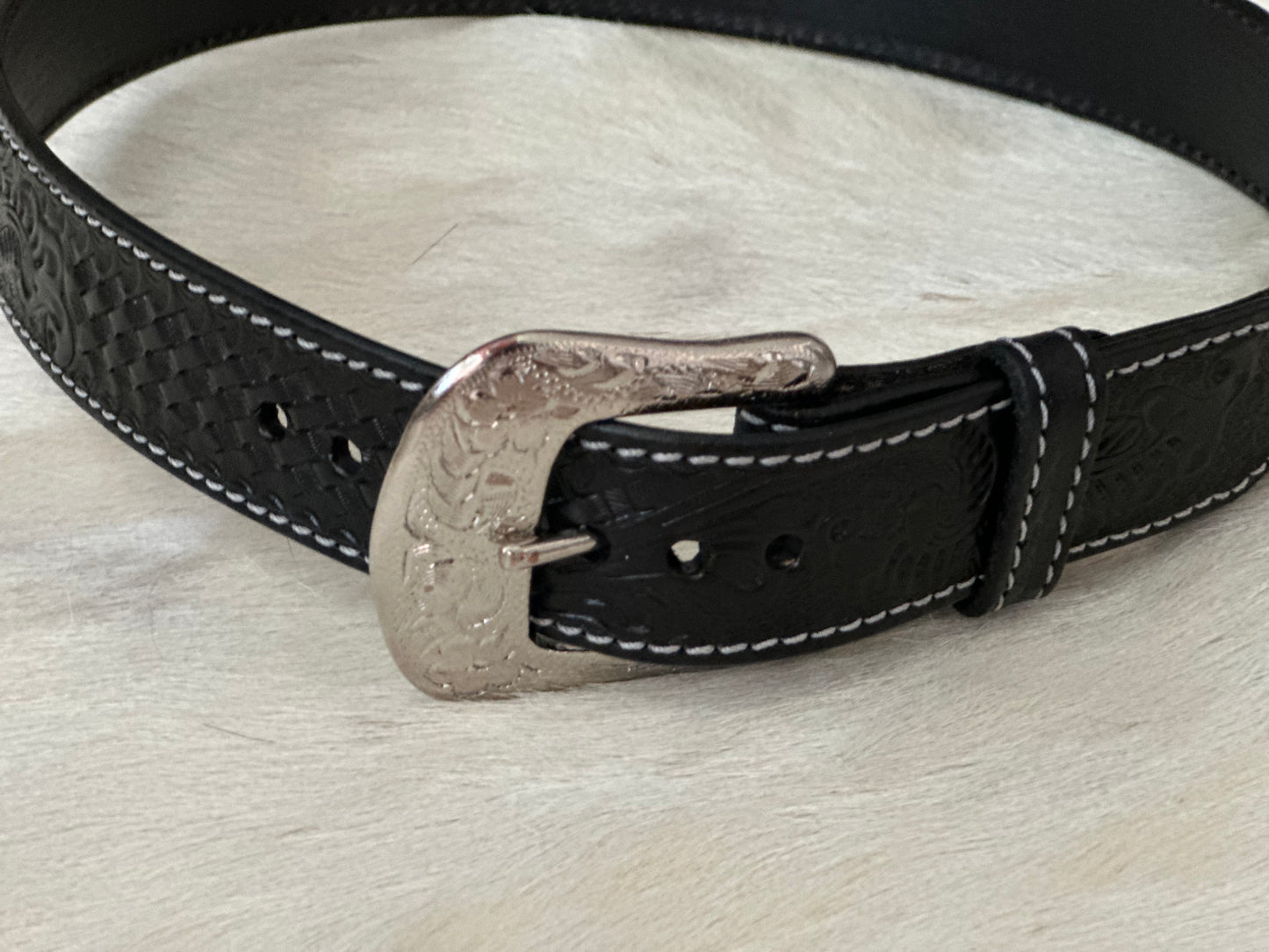 Belt-Floral Tooled Black #XB-100BK