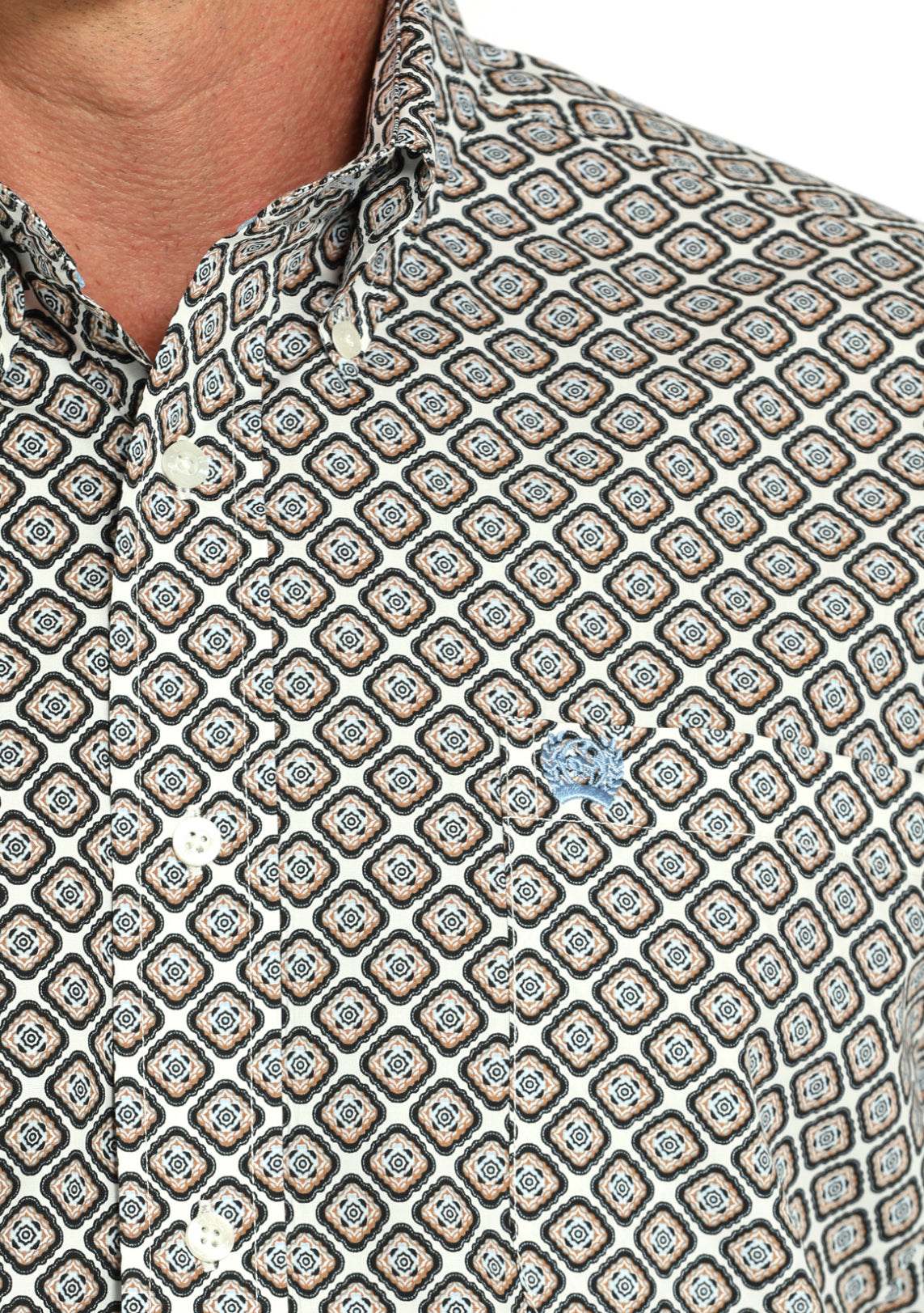 Men’s Cinch Cotton Longsleeved Shirt-Cream Print