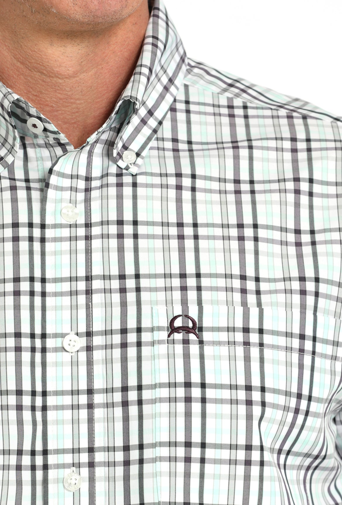 Men's Cinch Arenaflex Short Sleeve-White Plaid