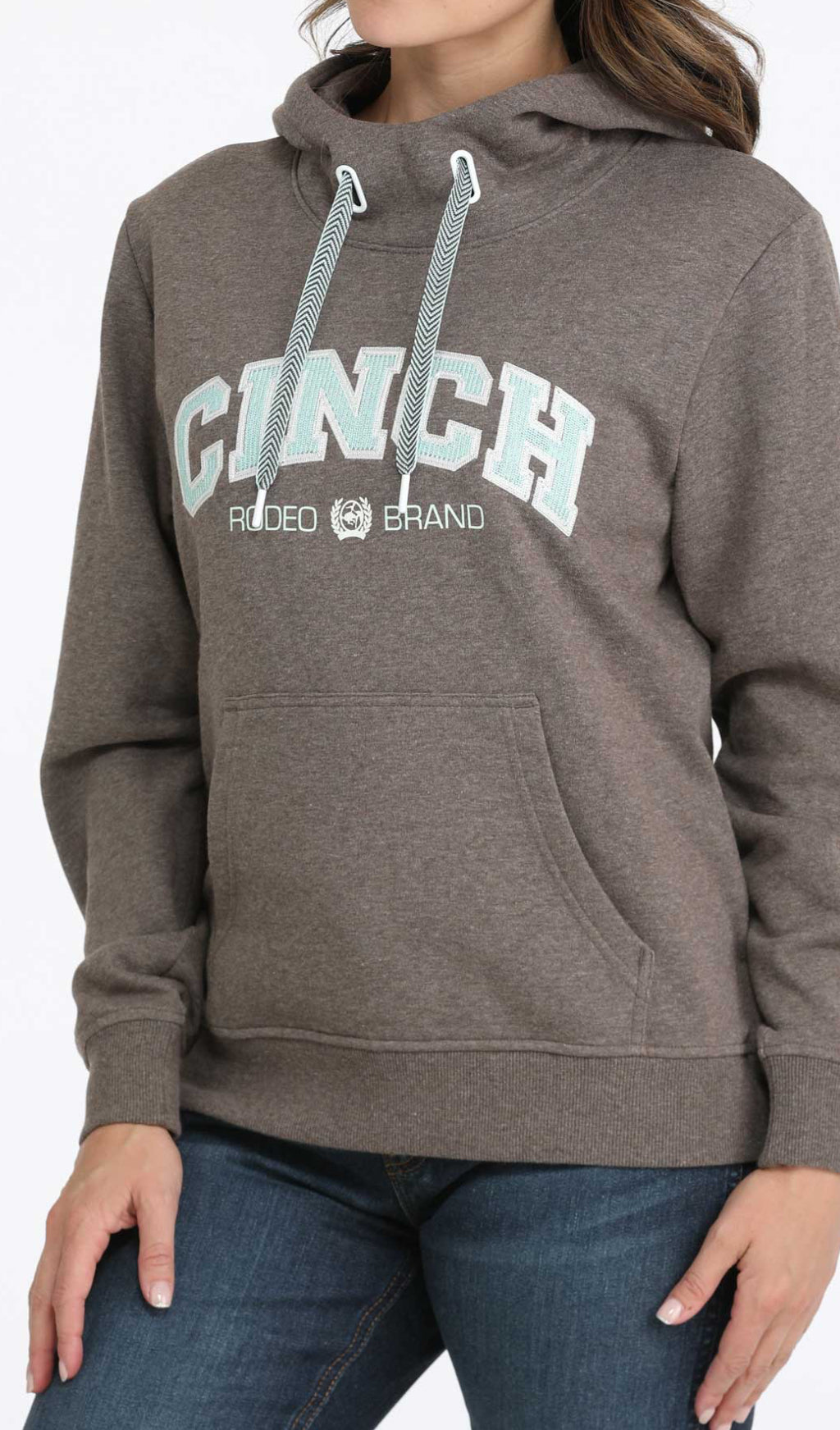Ladies Cinch Hoodie-Brown