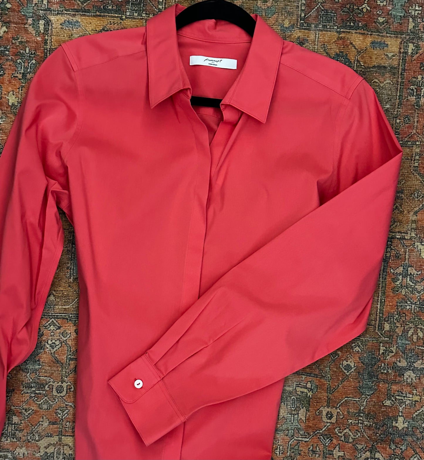 Foxcroft Taylor Shirt in Coral Sunset-size 16