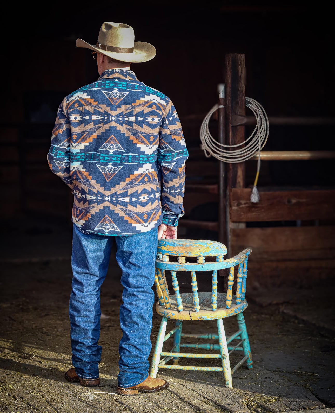 Men's Navy Aztec Shirt Jacket