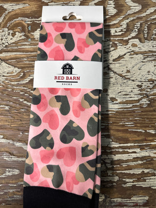 Sweetheart Camo Red Barn Socks