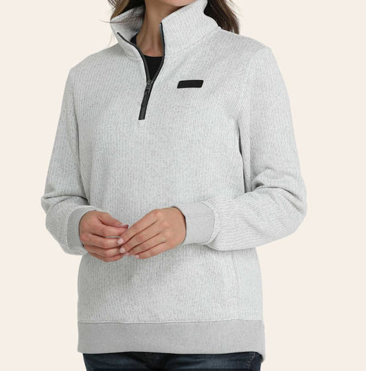 Cinch Ladies Gray Quarter-Zip Fleece Sweater