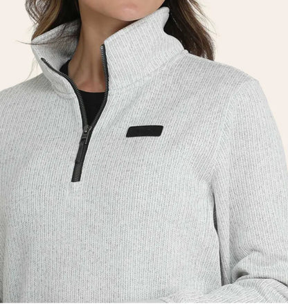 Cinch Ladies Gray Quarter-Zip Fleece Sweater