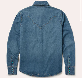 Stetson Turquoise Snap Western Denim Shirt