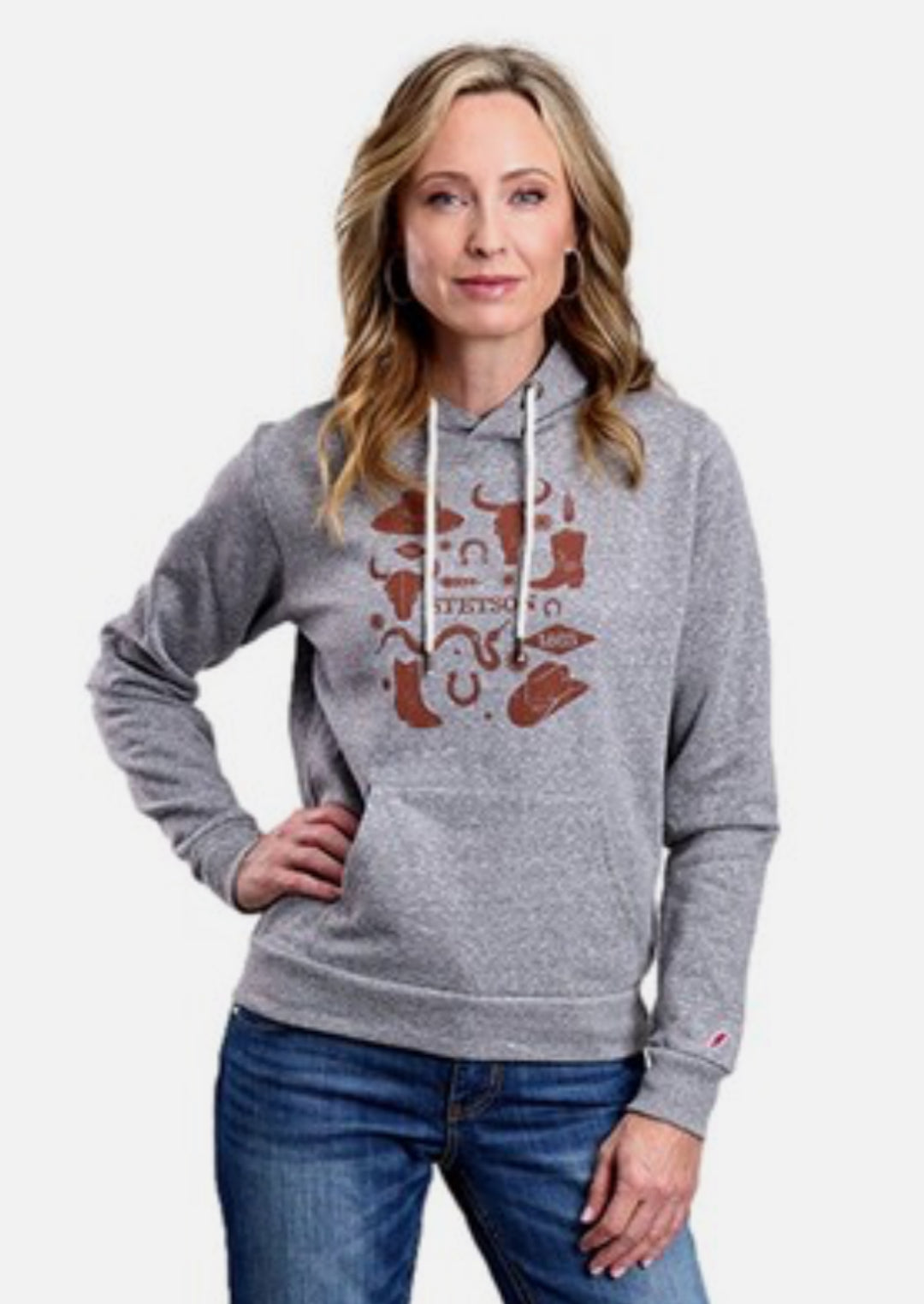 Stetson Ladies Western Hoodie-Gray/Rust