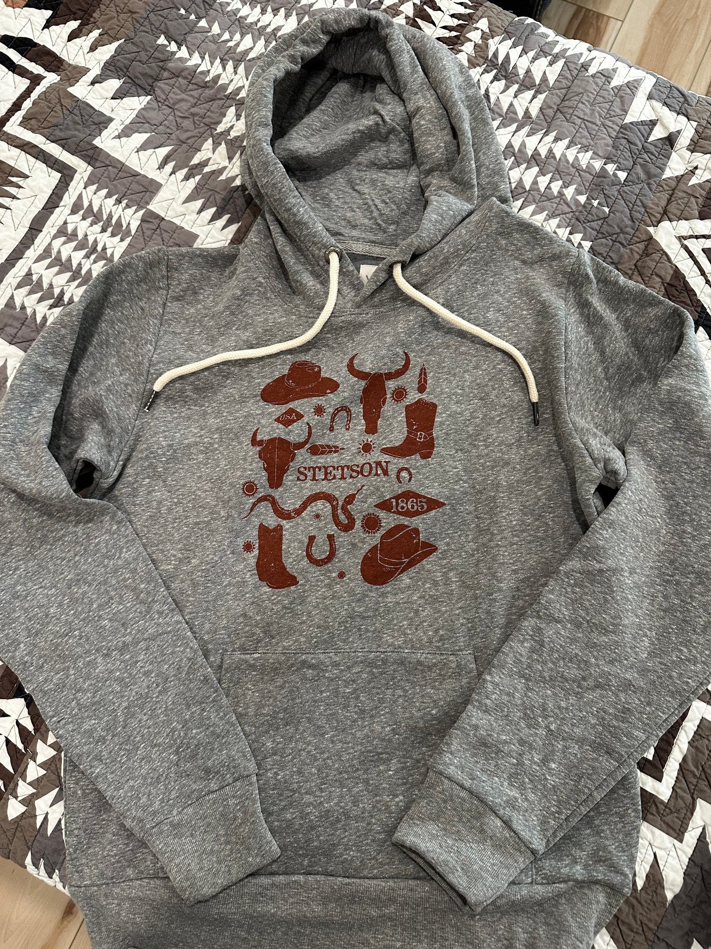 Stetson Ladies Western Hoodie-Gray/Rust