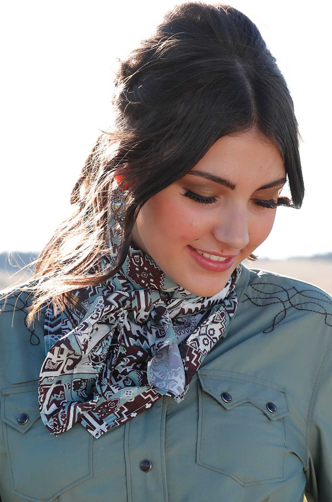 Snap Front Western Shirt in Sage Green