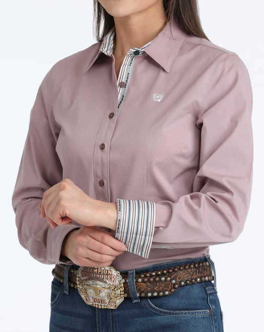 Cinch Ladies Tencel Shirt-Lilac MiniStripe