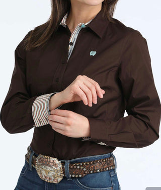 Cinch Ladies Stretch Cotton Shirt-Chocolate