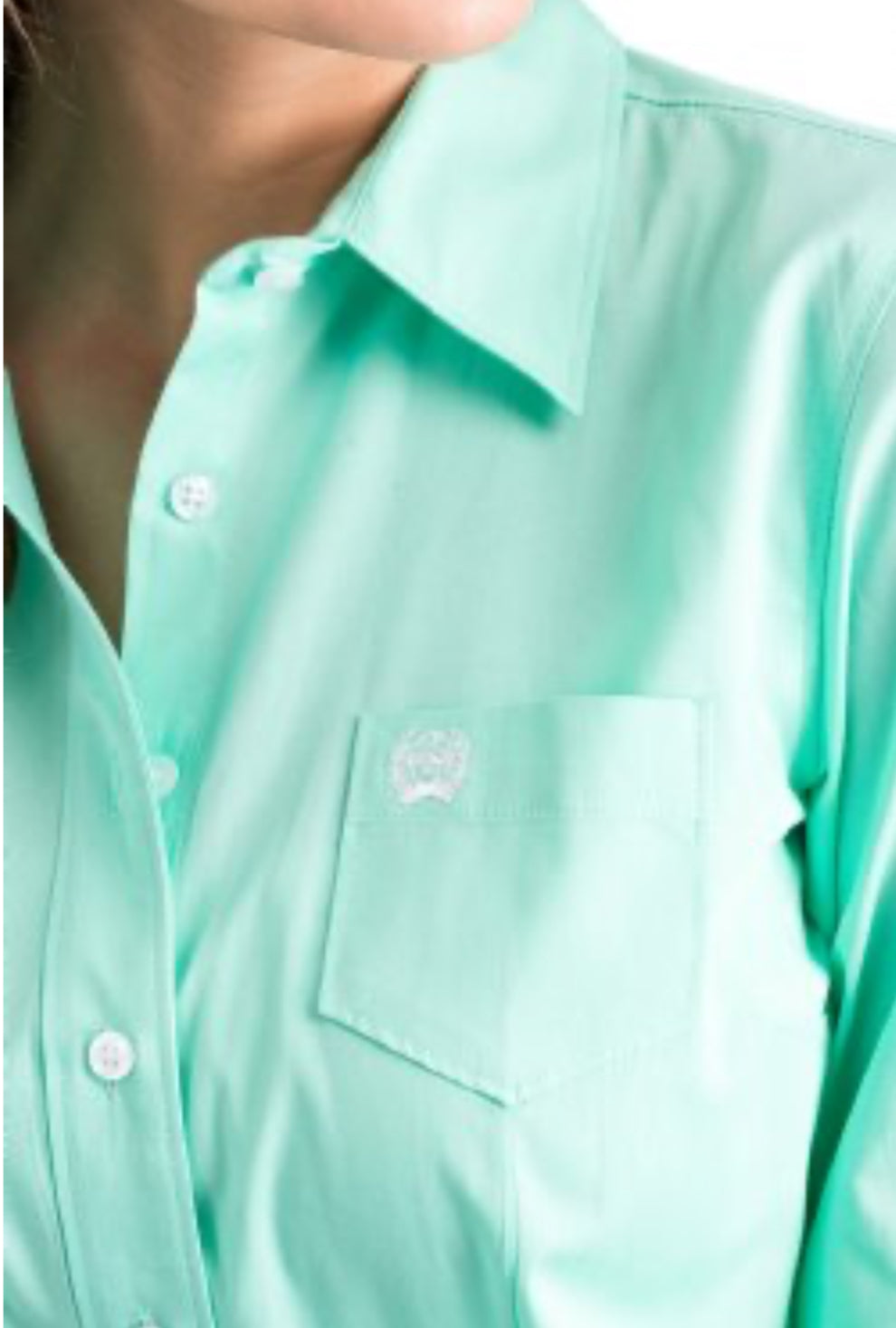 Ladies 100% Cotton Longsleeved Shirt-Mint Green