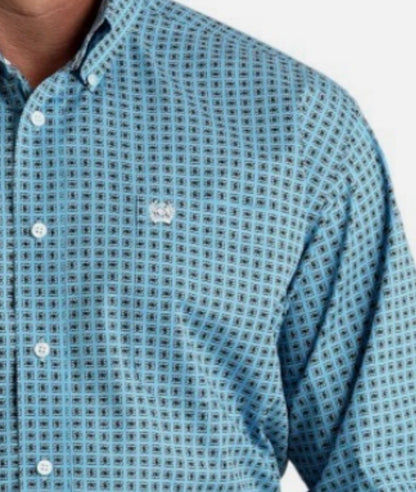Cinch Men's Cotton Shirt-Light Blue Print