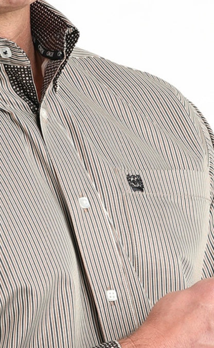 Cinch Tencel Longsleeved Shirt-Brown Stripe