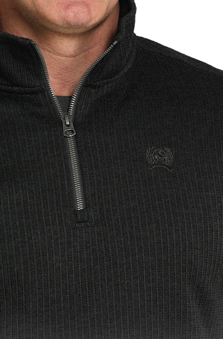 Cinch Men's 1/4 Zip Fleece Sweater-Black