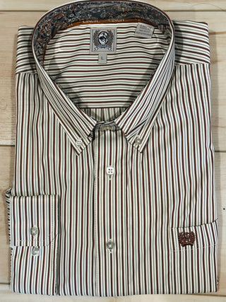 Men's Cinch Tencel Shirt-Brown/Cream