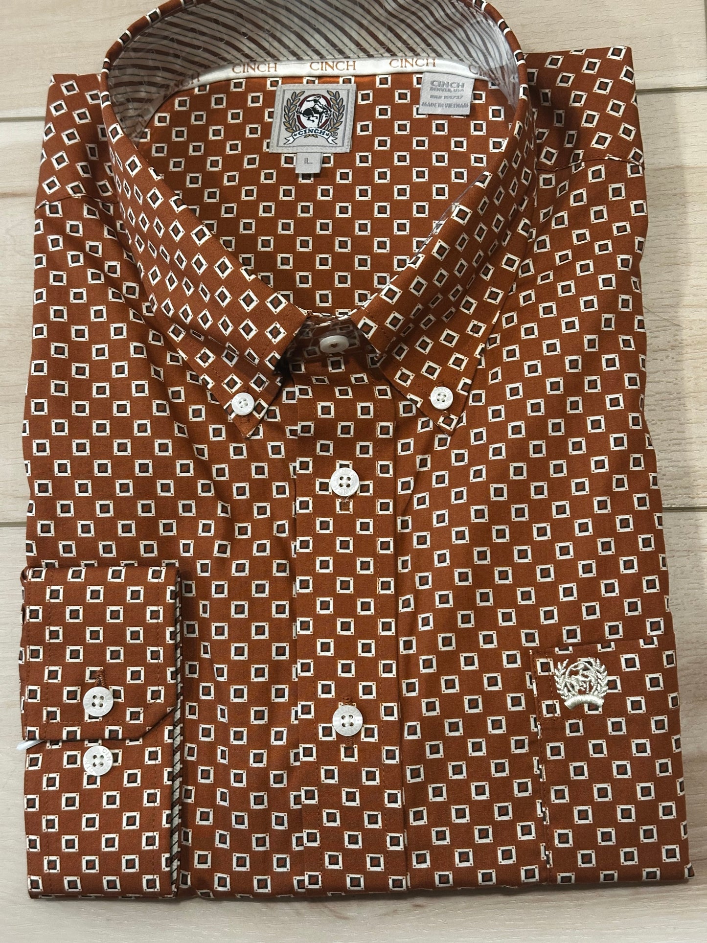 Cinch Men's Cotton Longsleeved Shirt-Rusty Brown Print