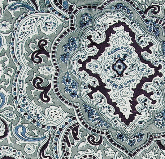 Scarf-Paisley Silver/Black 100%Silk 20x20