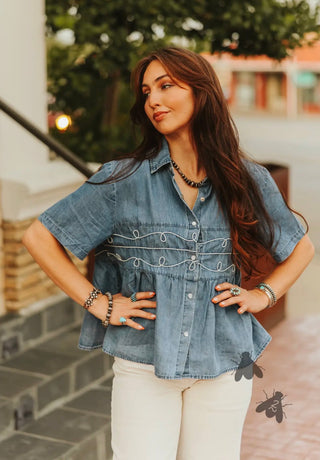 Loopty Lou Denim Top