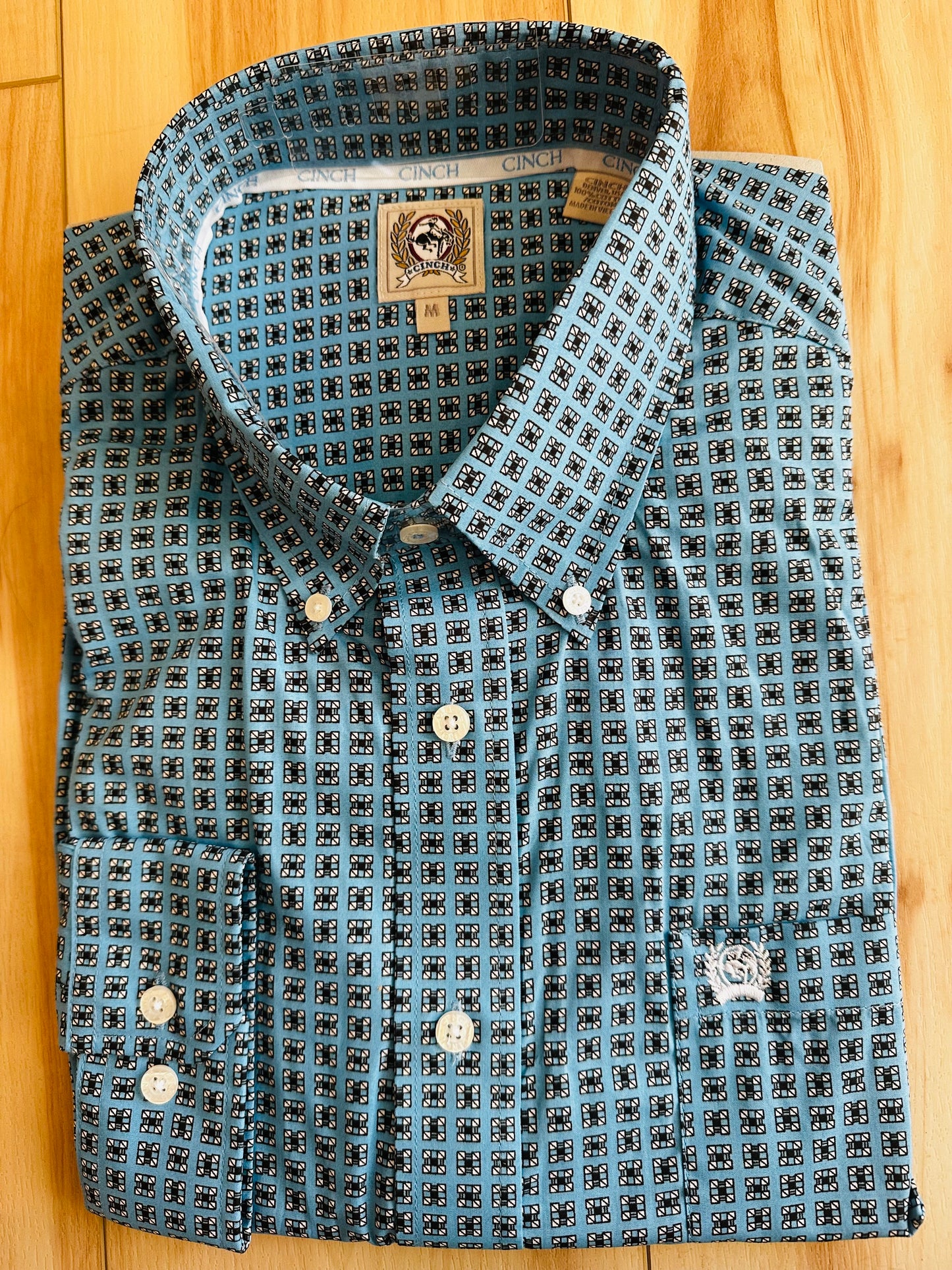 Cinch Cotton Longsleeved Shirt-Sky Blue Print