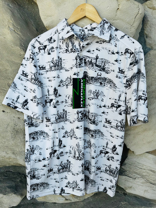 Cinch Men's Arenaflex Polo Shirt-Cream Print