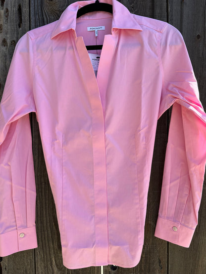 Foxcroft No-Iron Stretch Cotton Longsleeve-Bubblegum Pink