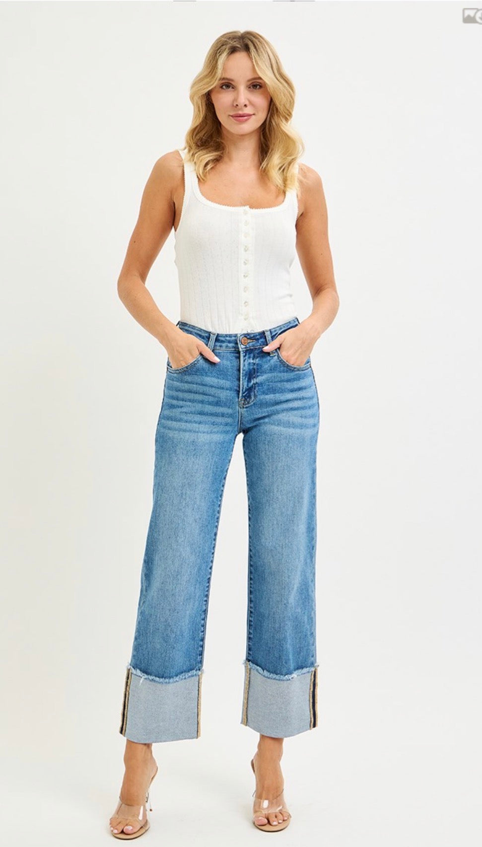 Mid Rise/MediumWash Cuff by Risen