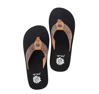 Yellow Box “Flexter” Flip Flops in Leopard print