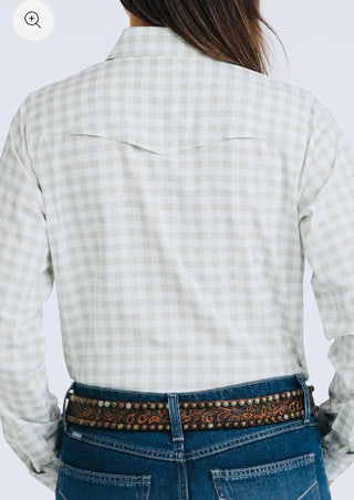 Cinch Ladies Arenaflex Shirt-White/Gray Check
