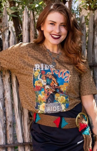 Ride Sally Ride Tee-Leopard