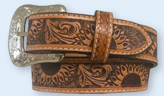 Kids Belt #WBK-853 Sunflower Tooled