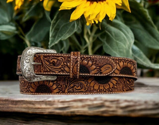 Tooled Belt #WB-663 w/Sunflowers