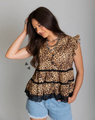Llano Lace & Leopard Top
