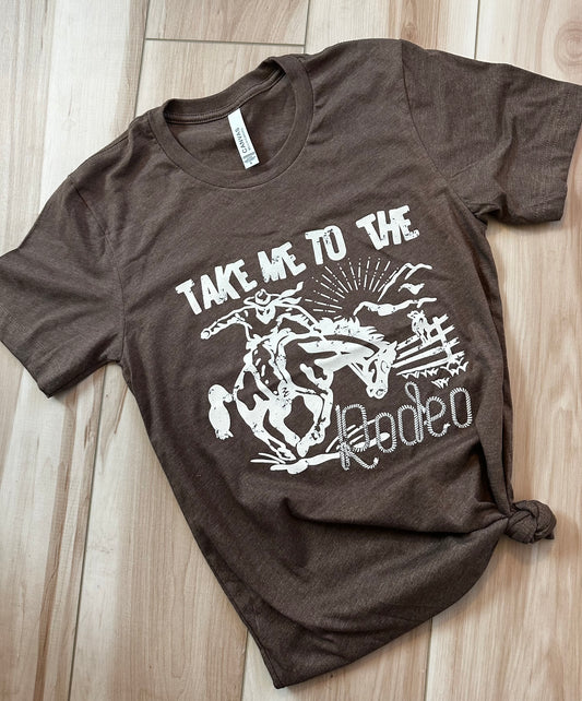 Take Me To The Rodeo Tee in Brown