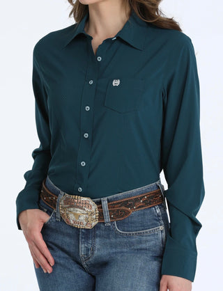 Cinch Ladies Arenaflex Longleeved Shirt in Dark Teal